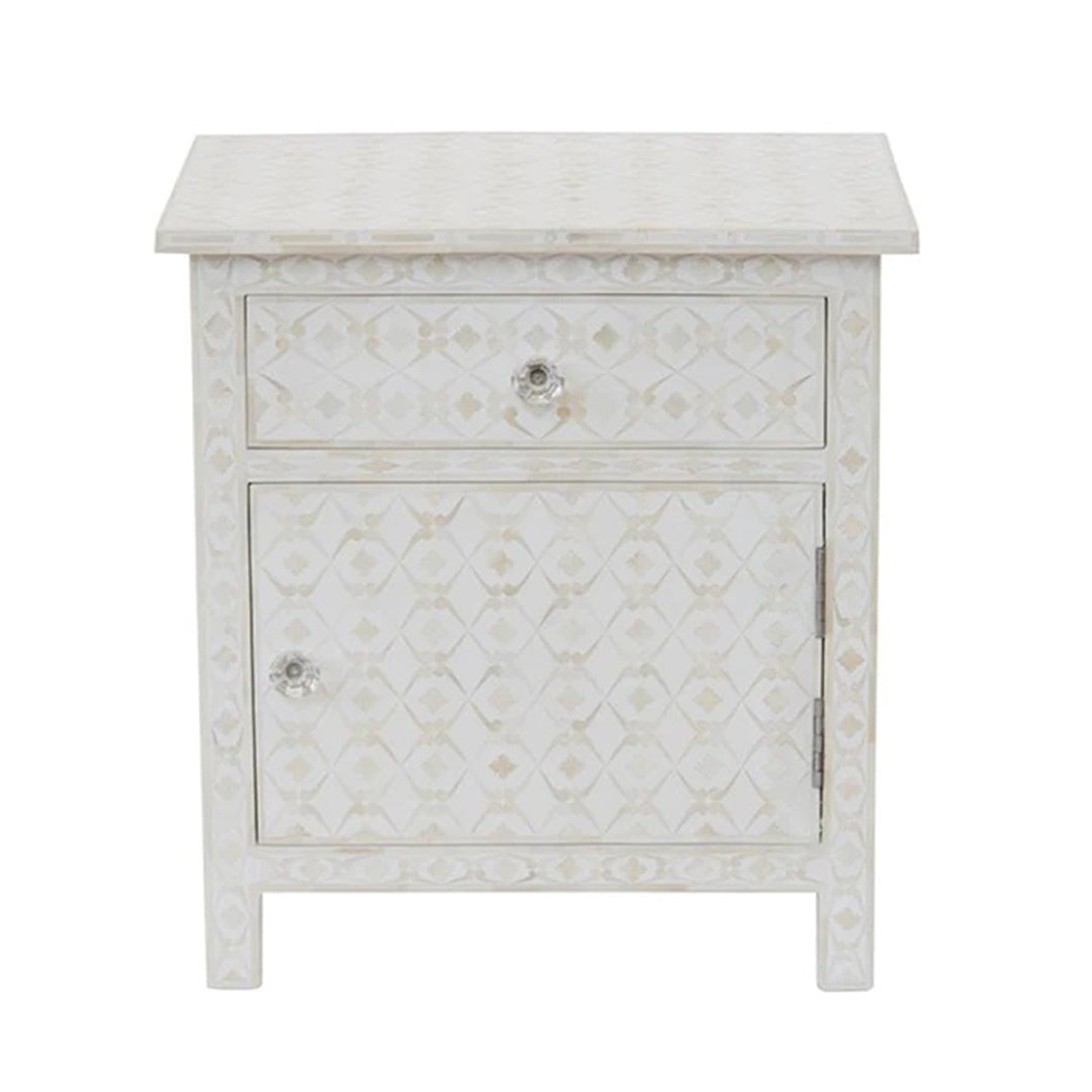 Handmade Customized Bone Inlay Bedside Table
