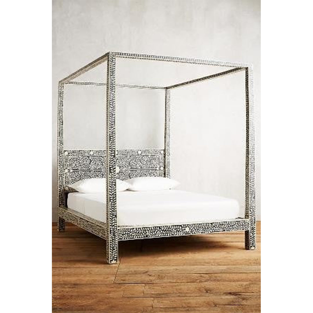 Bone Inlay Four Poster Bed head