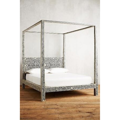Bone Inlay Four Poster Bed head