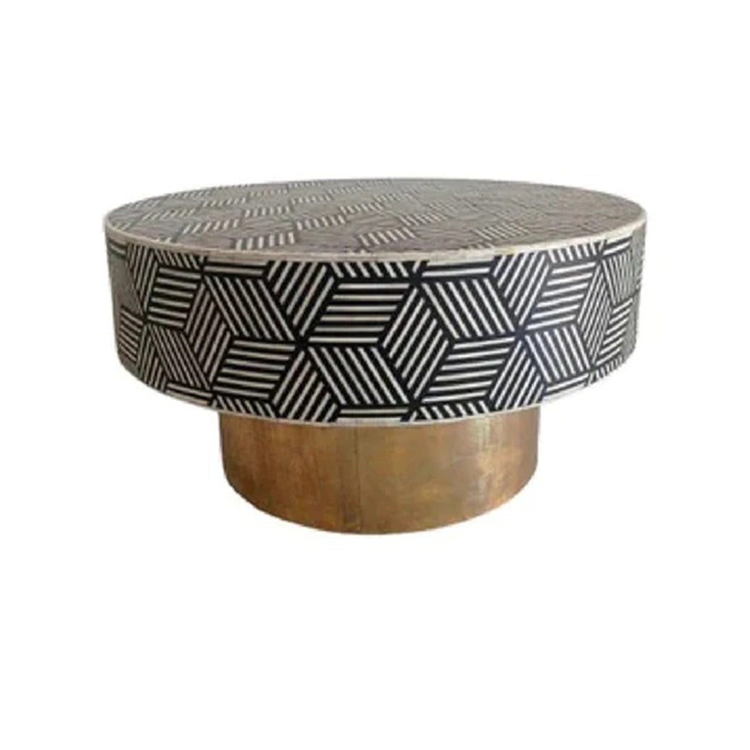 Customized Handmade Bone Inlay Round Coffee Table