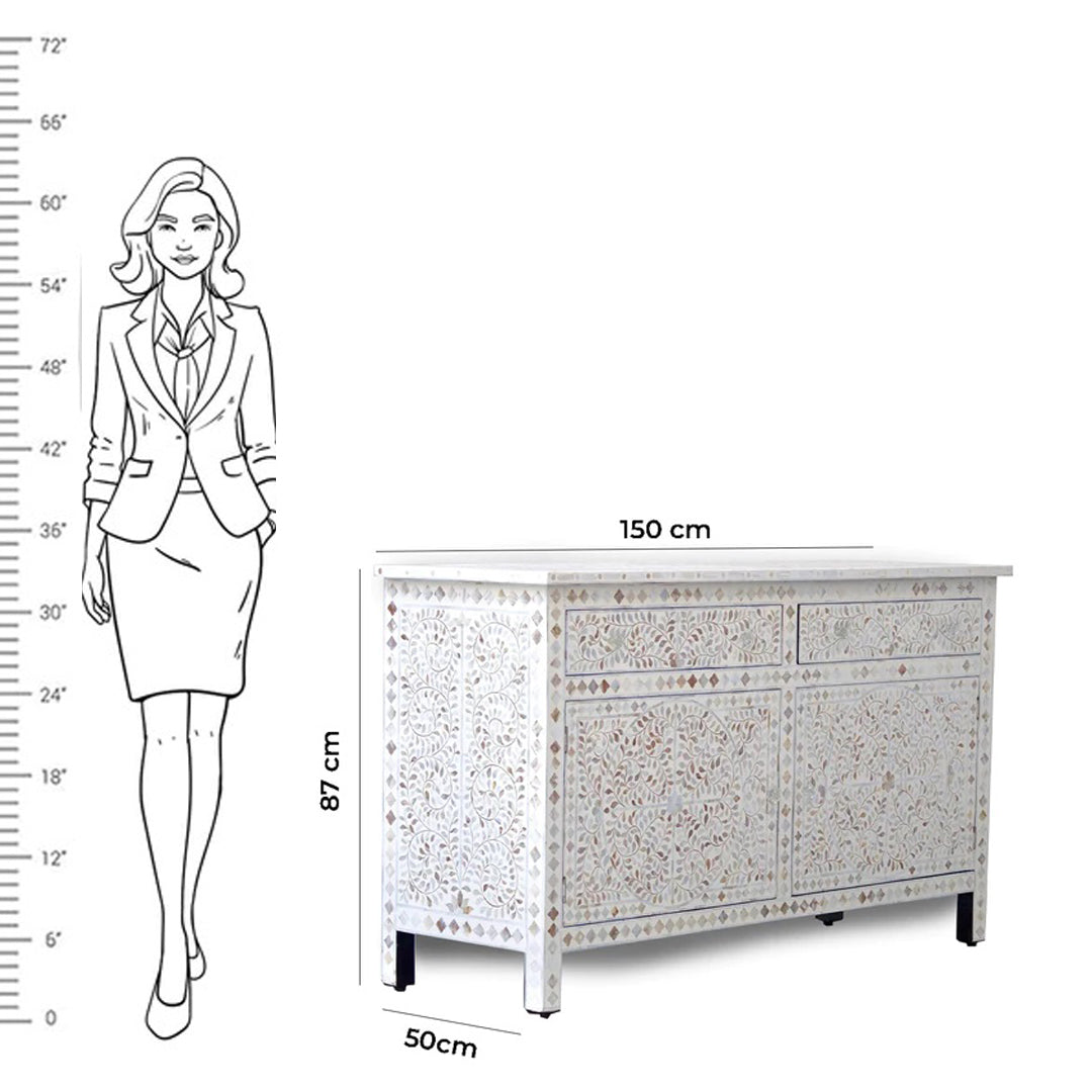 MOTHER OF PEARL CHEST OF DRAWER/ SIDEBOARD - FLORAL