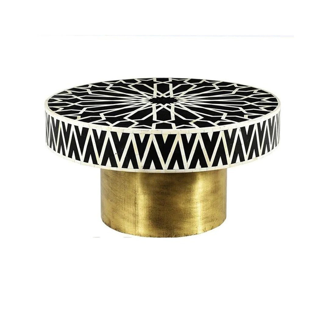 Geometric Moroccan Black Bone Inlay Coffee Table