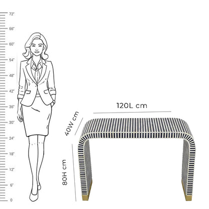 Handmade Customized Bone Inlay Waterfall Console Table