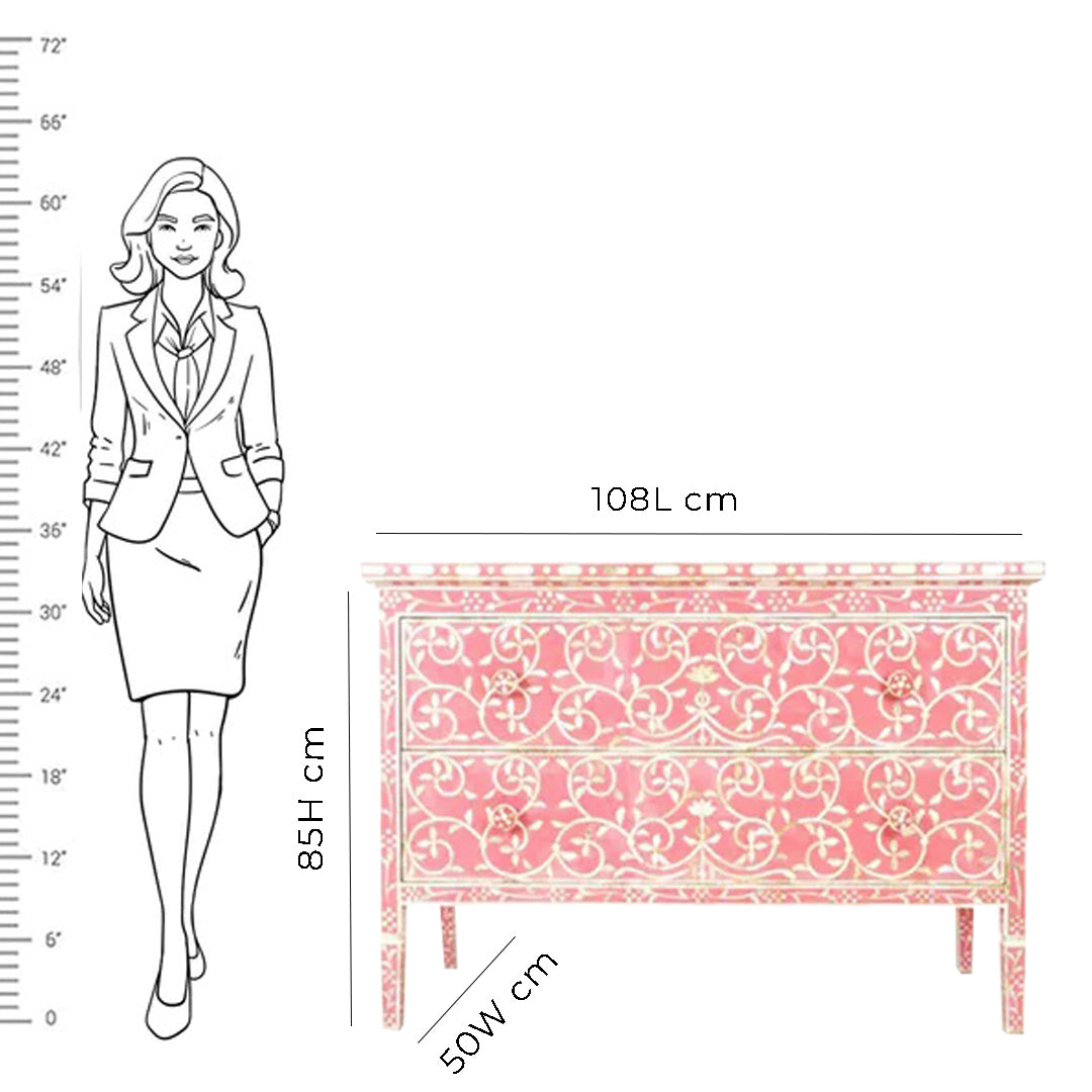 Mother Of Pearl Inlay Chest of 2 Drawers