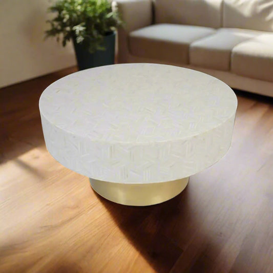 Handmade Customized Bone Inlay Round Coffee table