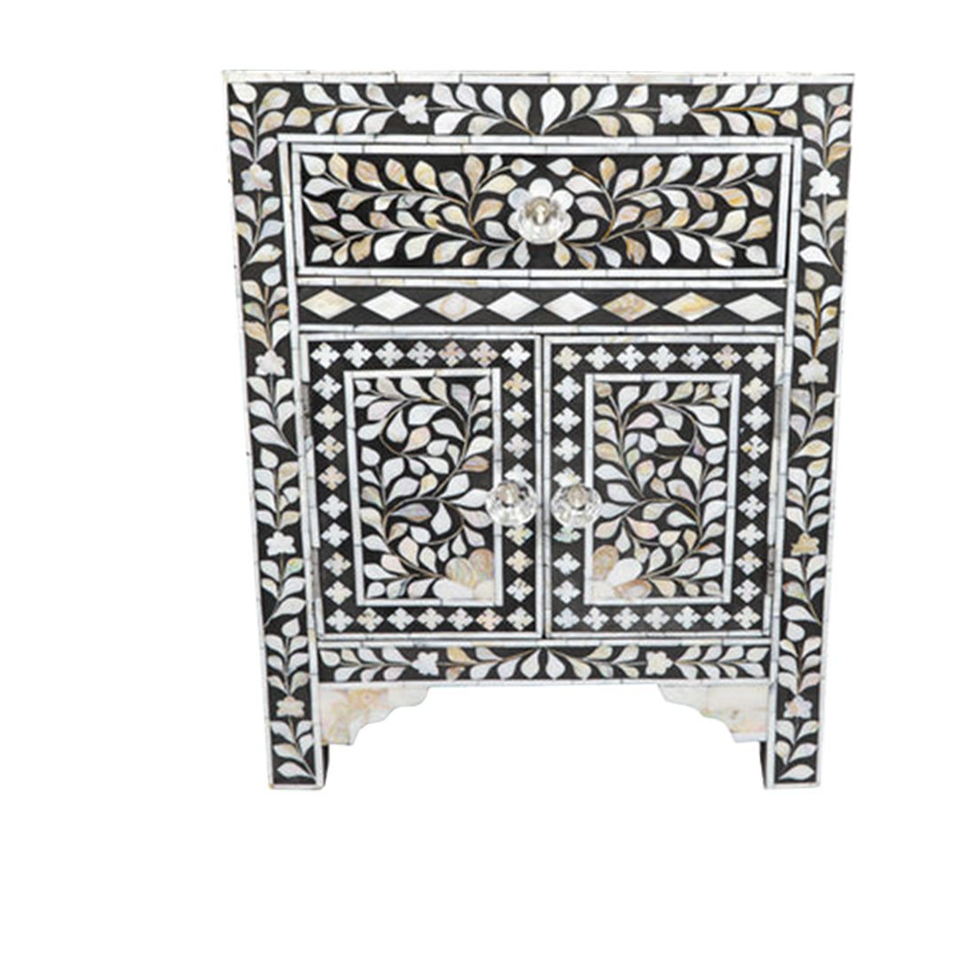 Handmade Customized Bone Inlay Bedside Table – Bone Inlay Arts