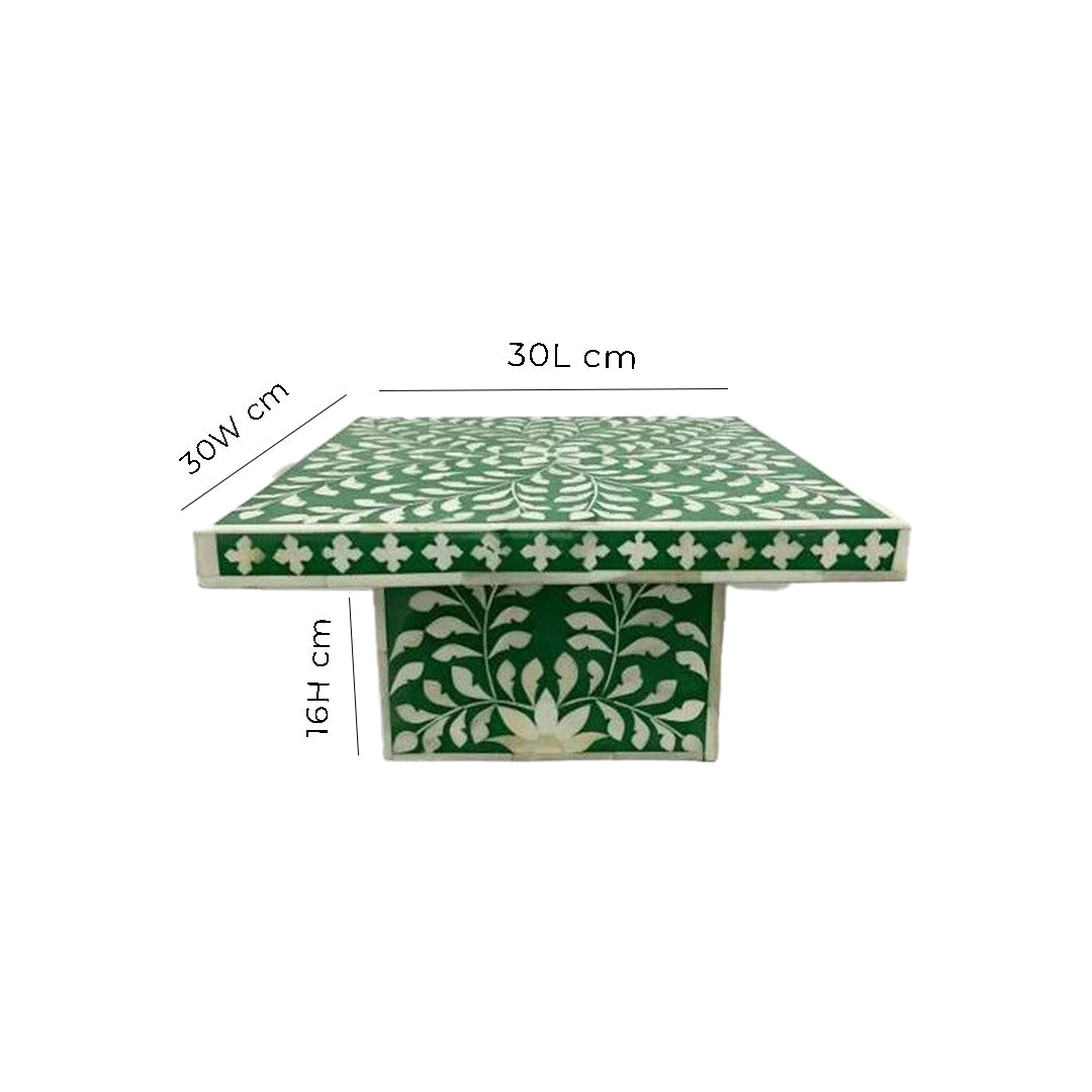 Handmade Customized Bone Inlay Floral Pattern Rectangular Cake Stand