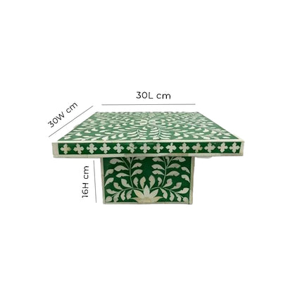 Handmade Customized Bone Inlay Floral Pattern Rectangular Cake Stand