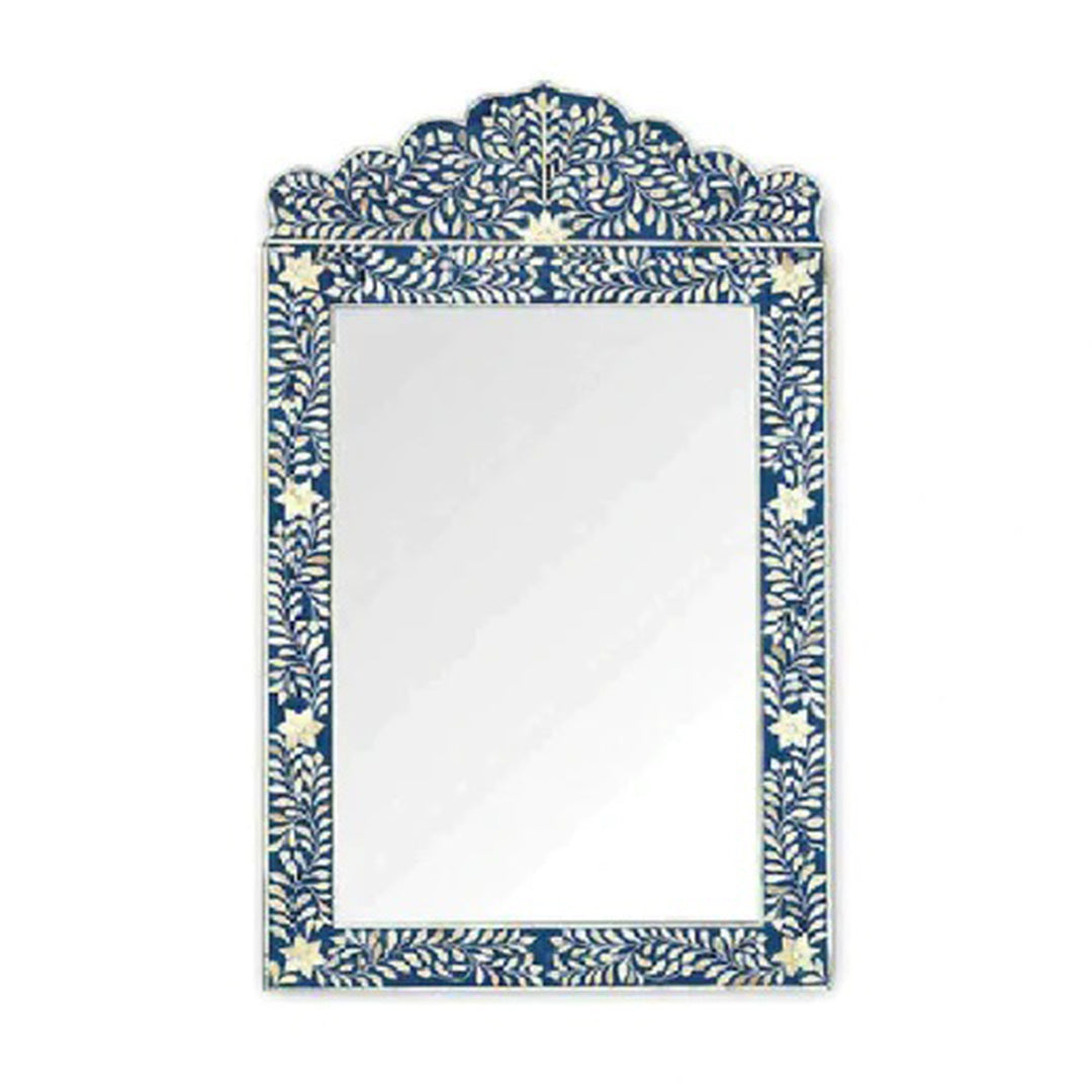 Bone Inlay Blue Floral Mirror Frames with Complimentary Mirror with Complimentary Mirror