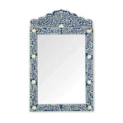 Bone Inlay Blue Floral Mirror Frames with Complimentary Mirror with Complimentary Mirror