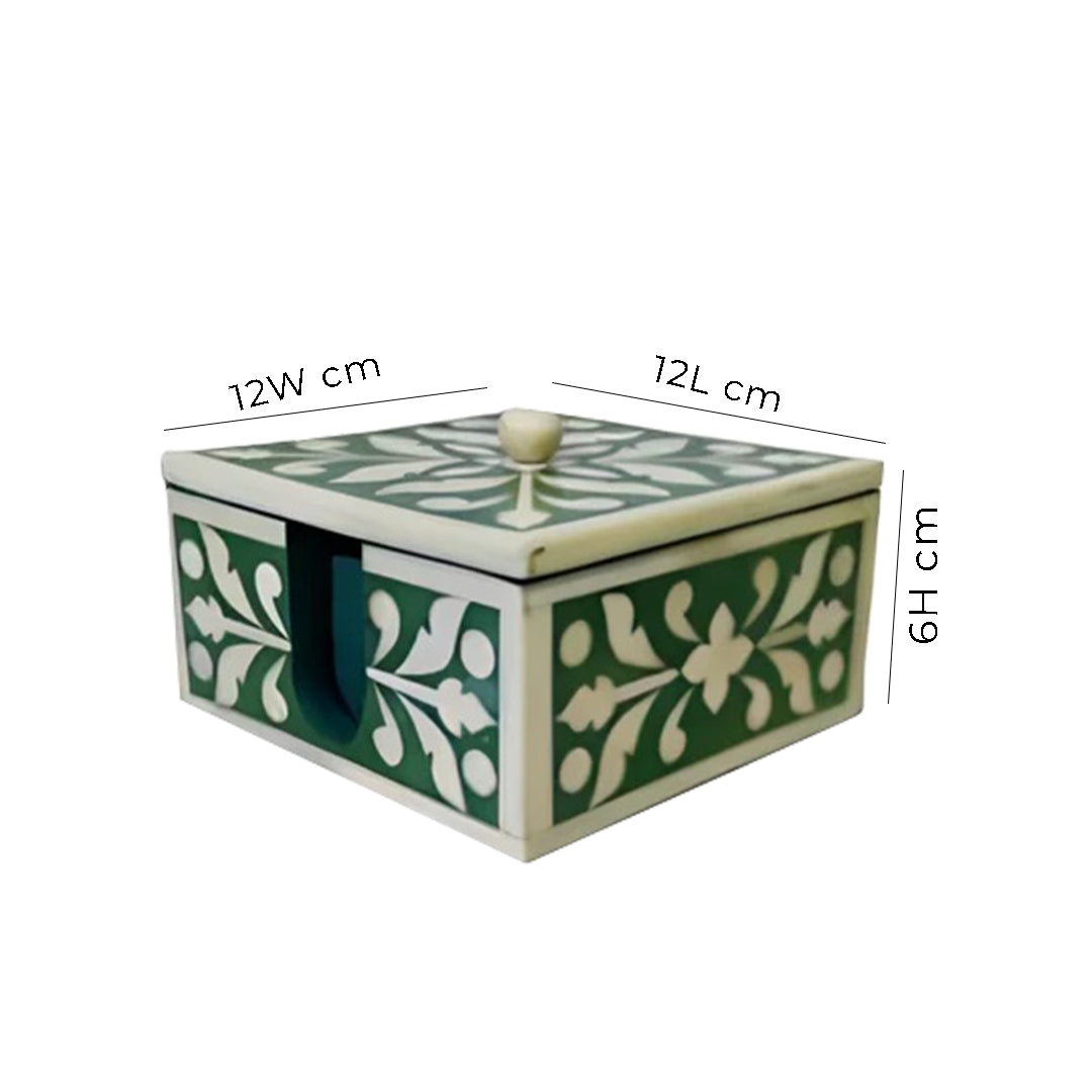 Beautifully Hand Crafted Bone Inlay Green Coaster Set Ready to Ship Perfect gift for loved ones