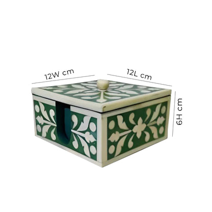 Beautifully Hand Crafted Bone Inlay Green Coaster Set Ready to Ship Perfect gift for loved ones
