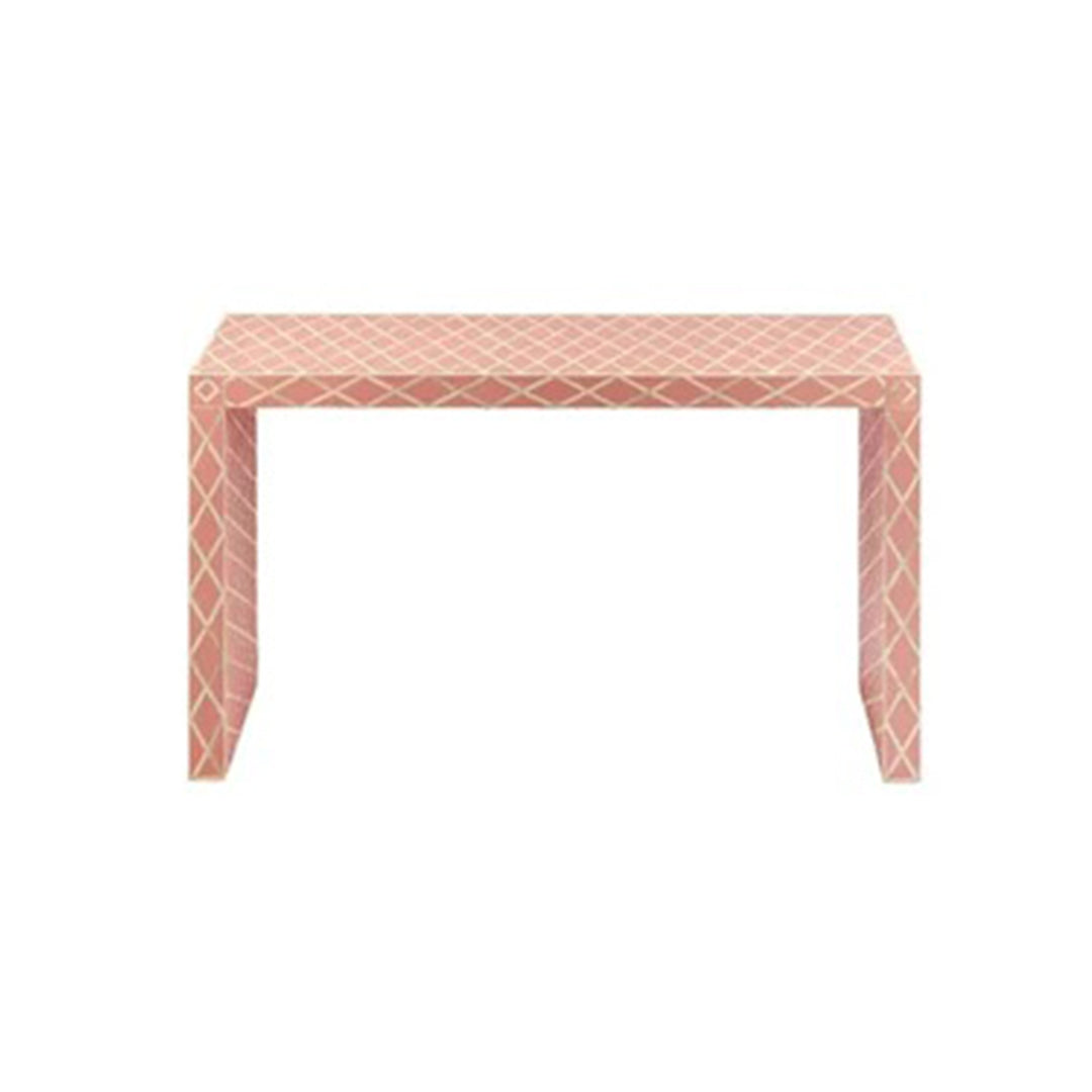 HANDMADE PINK BONE INLAY CONSOLE TABLE IN DIAMOND CUT DESIGN FOR BEAUTIFUL HOME AND OFFICE DECOR