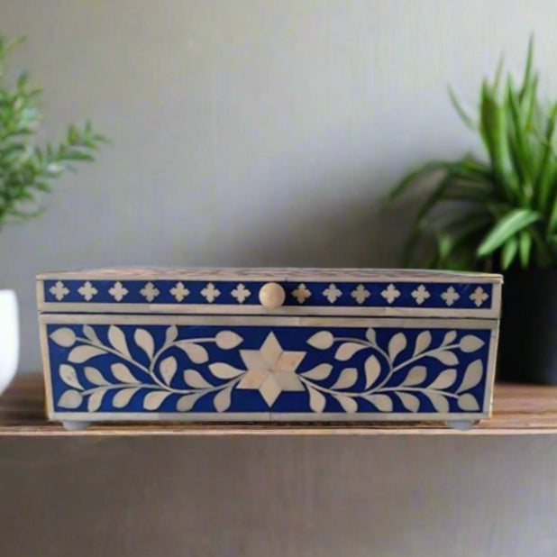 Handmade Customized Bone Inlay Floral Pattern Jewelry Box