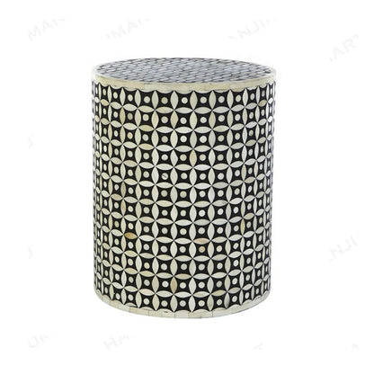 Handmade Customized Bone Inlay Star Eye Pattern Round Stool