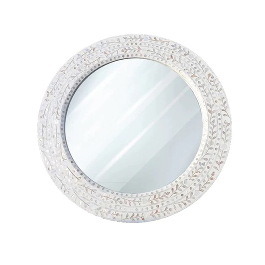 Handmade Customized Mother of Pearl Round Mirror Frame