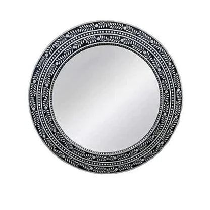 Handmade Customized Bone Inlay Round Mirror Frame with Complimentary Mirror