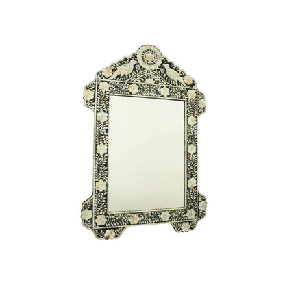 HANDMADE BLACK MOTHER OF PEARL INLAY BIRD MIRROR FRAME