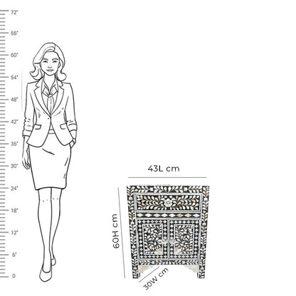 Handmade Customized Bone Inlay Bedside Table