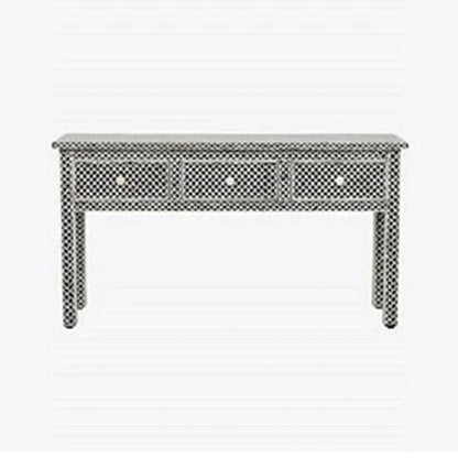 HANDMADE BLACK BONE INLAY CONSOLE TABLE IN FISH SCALE PATTERN FOR HOME AND OFFICE DECOR