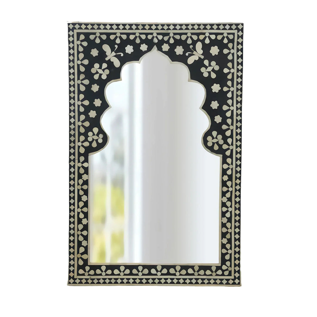 Bone Inlay Black Butterfly Pattern Mirror Frames with Complimentary Mirror