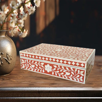 Bone inlay vintage personalized box for women - Orange