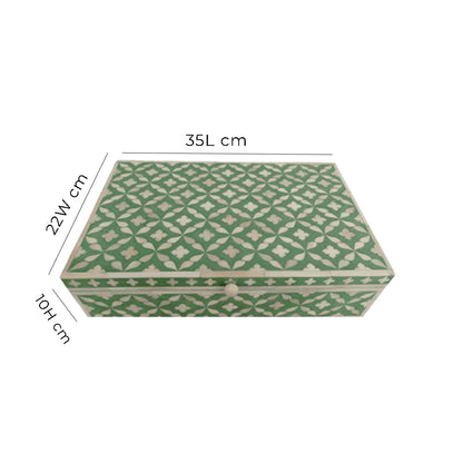 Bone Inlay Handmade Moroccan Pattern Jewelry Box Teal Color