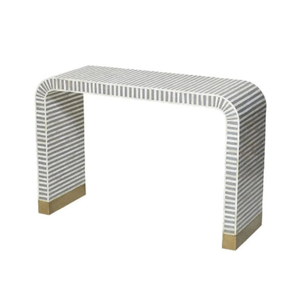 Handmade Stunning Waterfall Design in Bone Inlay Furniture, Antique Entryway Console Table for Home & Office Decor