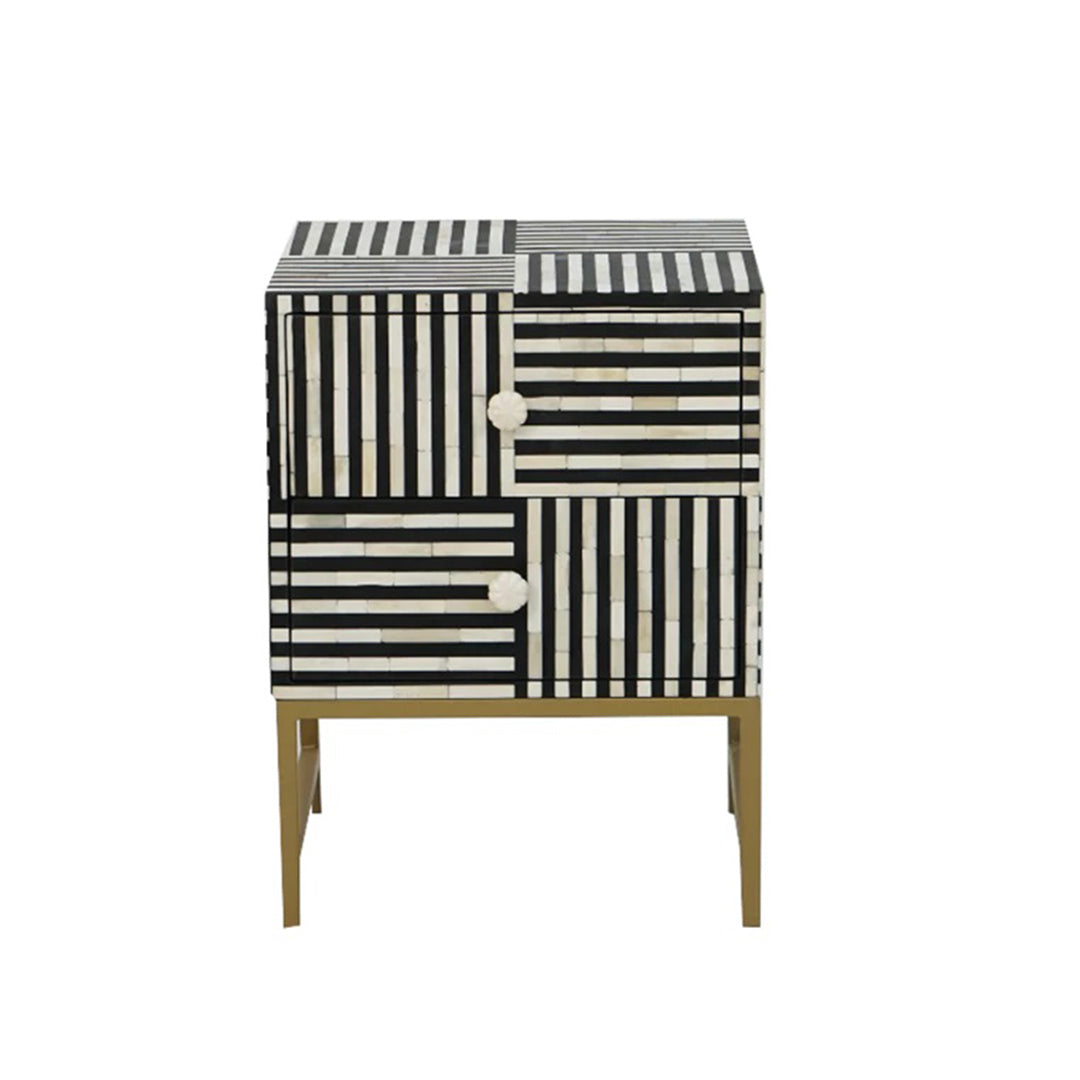 Handmade Customized Bone Inlay Two Drawer Bedside Table Best For Home And Office