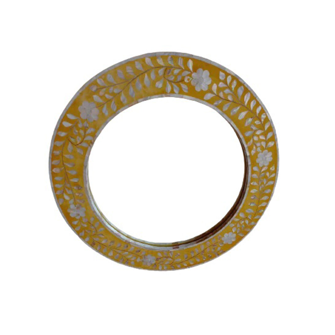 Handmade Customized Mother of Pearl Round Mirror Frame