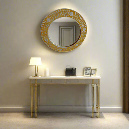 Handmade Customized Mother of Pearl Round Mirror Frame