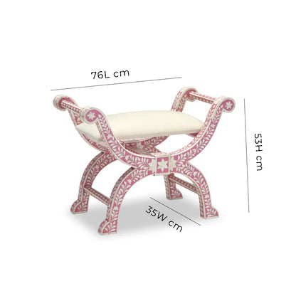 HANDMADE PINK BONE INLAY FLORAL JENNY STOOL