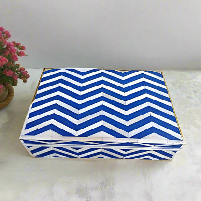 Handmade Customized Bone Inlay Chevron Pattern Jewelry Box