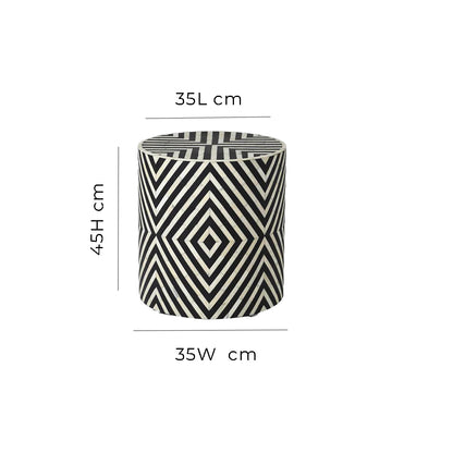 Handmade Customized Bone Inlay Round Stool