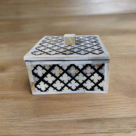 Handmade Mother Of Pearl Inlay Geometric Tea Coaster Set of 4 Best Gift for Home Decor