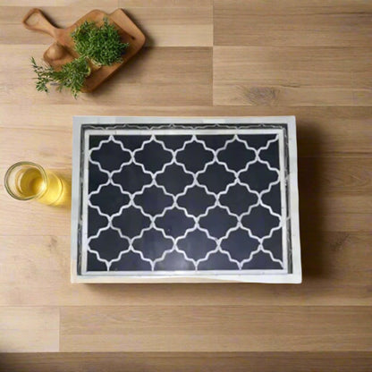 Decorative Handmade Bone Inlay Tray for Table Styling & Serving