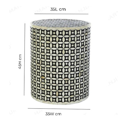 Handmade Customized Bone Inlay Star Eye Pattern Round Stool