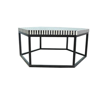 Bone Inlay Geometric Hexagonal Black Coffee Table