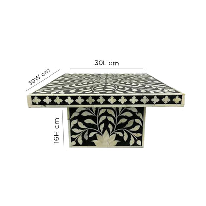 Handmade Customized Bone Inlay Floral Pattern Rectangular Cake Stand