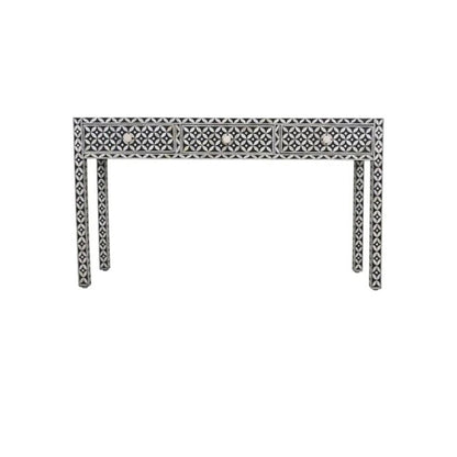 Handmade Customized Bone Inlay Star Eye Pattern 3 Drawer Console Table