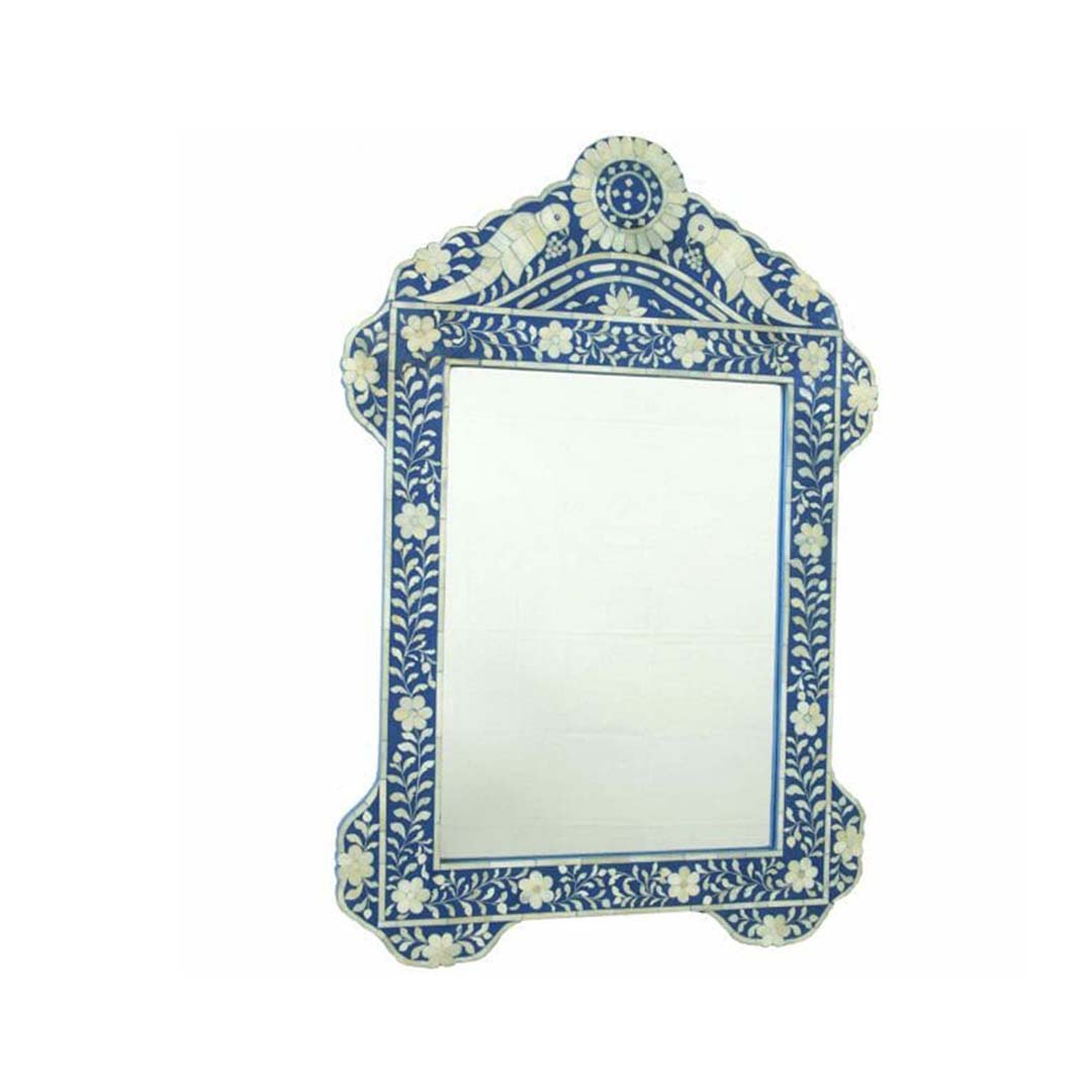 Handmade Customized Blue Bird Bone Inlay Mirror
