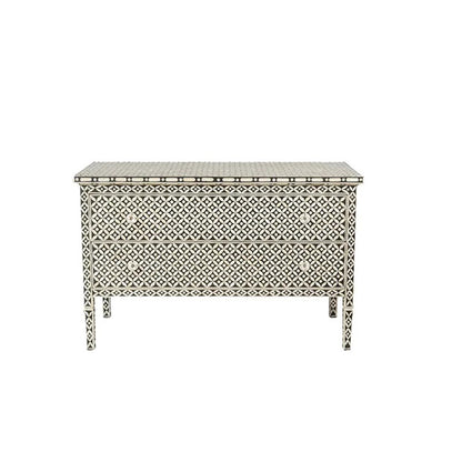 Bone Inlay Chest Of 2 Drawers, Eye Pattern In White