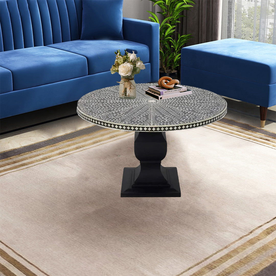 Handmade Customized Bone Inlay Round Dinning Table – Bone Inlay Arts