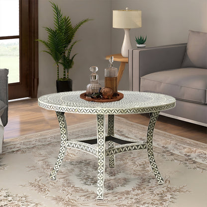 Handmade Grey Bone Inlay Geometric Star eye Pattern Dinning Table