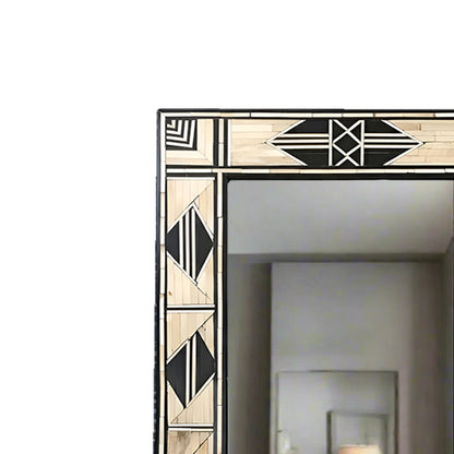 Handmade Bone Inlay Mirror Frame  Abstract Pettren Black color with Complimentary Mirror