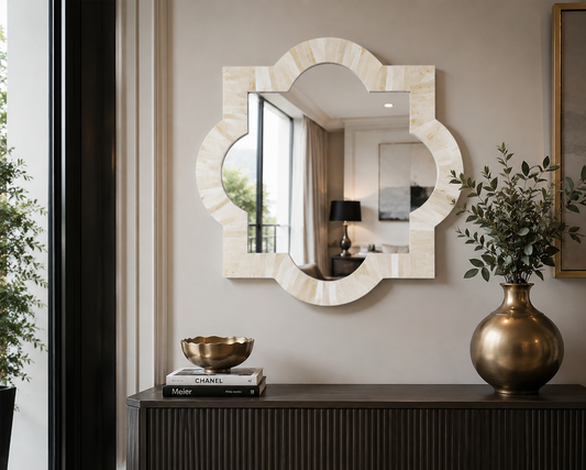 Decorative Bone Inlay Mirror Frame with Complimentary Mirror