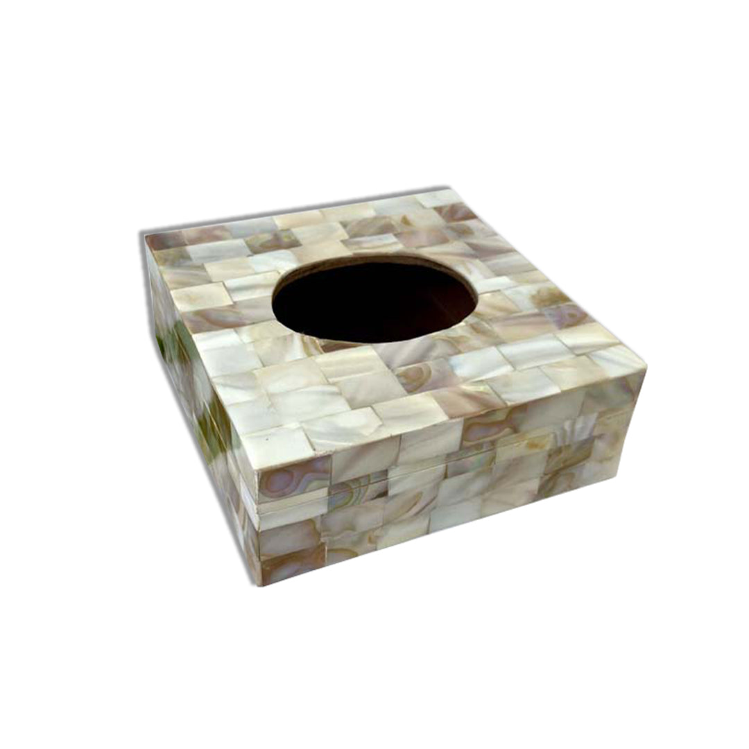 Elegant inlay tissue box on marble table