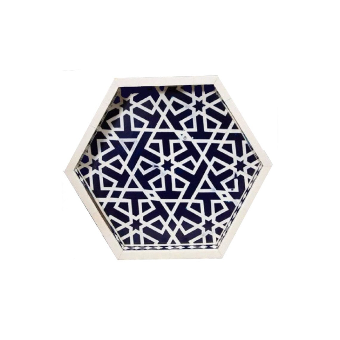 Handmade Customized Bone Inlay Hexagonal Serving Tray