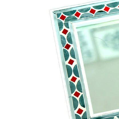 Beautiful Handmade Decorative Rectangle Glass Mirror Inlay/ Thikri Art