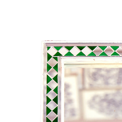 Beautiful Handmade Decorative Rectangle Glass Mirror Inlay/ Thikri Art